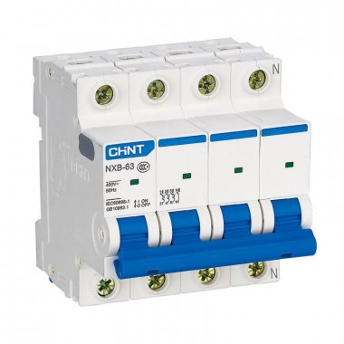 Фотография товара 'CHINT 296891 Авт. выкл. NXB-63S 4P 10А 4.5kA х-ка B (R)'