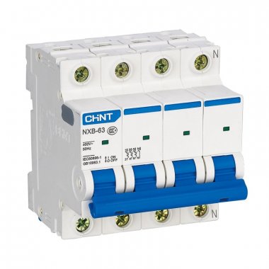 Фотография товара 'CHINT 296903 Авт. выкл. NXB-63S 4P 6А 4.5kA х-ка C (R)'