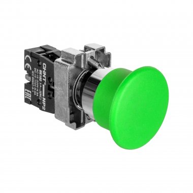 Фотография товара 'CHINT 573972 Кнопка управления "Грибок" ?40мм самовозв. NP2-BC32 без подсветки зеленая 1НЗ, IP40 (R)'