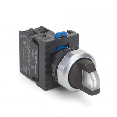 Фотография товара 'CHINT 667617 Переключатель подсвет. NP8-10XD/211, 2 полож. фикс., белый, AC110-230В(LED), 1НО+1НЗ, IP65 (R)'