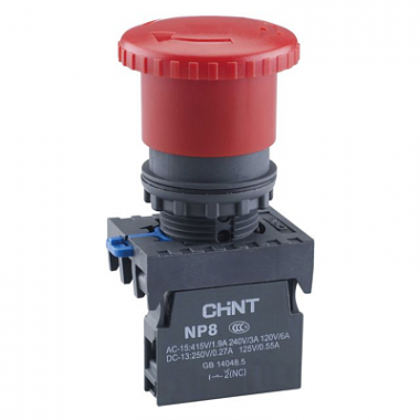 Фотография товара 'CHINT 667210 Кнопка управления "Грибок" ?40мм с фиксацией NP8-01ZS/14 красная 1НЗ IP65 (R)'