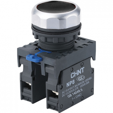 Фотография товара 'CHINT 667112 Кнопка управления NP8-11BN/2 без подсветки, чёрная 1НО+1НЗ IP65 (R)'