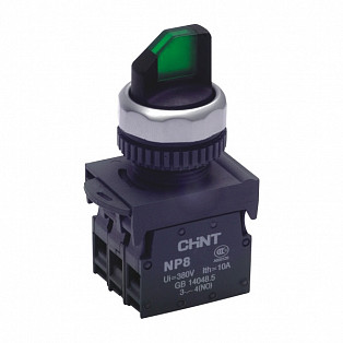 Фотография товара 'CHINT 667228 Переключатель управления с фиксацией NP8-20X/31 без подсветки зелёная 2НО IP65 (R)'