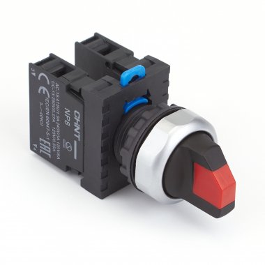 Фотография товара 'CHINT 578743 Переключатель без подсветки NP8-11X/224, 2 положения самовозв. 90град, красный, 1НО+1НЗ, IP65 (R)'