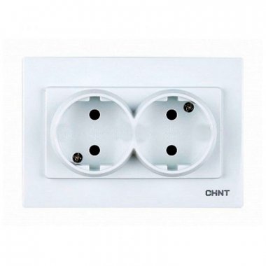 Фотография товара 'CHINT 715397 2-местная розетка без заземляющего контакта 16А 250В'