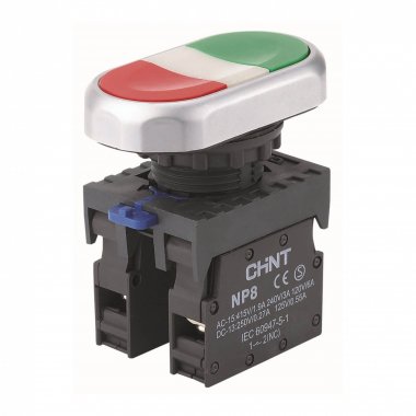 Фотография товара 'CHINT 667318 Двойная, кнопка NP8-02S 2НЗ, IP65 (R)'