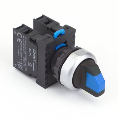 Фотография товара 'CHINT 578836 Переключатель без подсветки NP8-11X/336, 3 положение самовозв. 45 град, синий, 1НО+1НЗ, IP65 (R)'