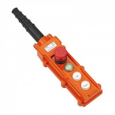 Фотография товара 'CHINT 586056 Пульт кнопочный NP3-1K на 2 кнопки, кнопка «ВКЛ» с фикс., повор. «Грибок» c фикс. IP65 (R)'