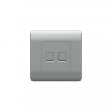 Фотография товара 'CHINT 431456 (NEW3-E) Розетка компьютерная 2хRJ45'