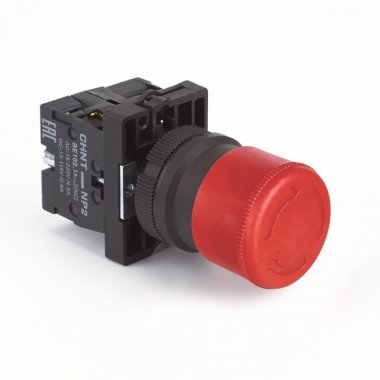 Фотография товара 'CHINT 574119 Кнопка управления "Грибок" ?30мм фиксацией NP2-ES445 без подсветки, красная 1НО+1НЗ, IP40 (R)'