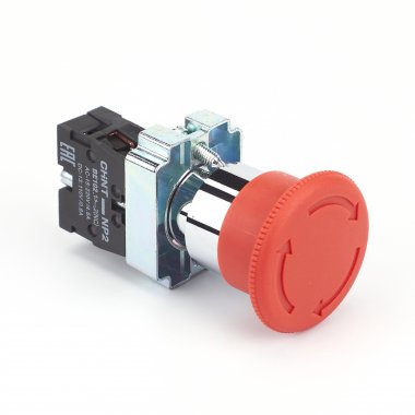 Фотография товара 'CHINT 573894 Кнопка управления "Грибок" ?40мм фиксацией NP2-BS542 без подсветки красная 1НЗ, IP40 (R)'