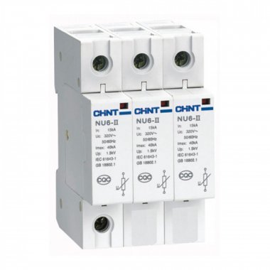 Фотография товара 'CHINT 213584 Ограничитель имп. перенапр. NU6-II 3Р In=25kA Uc=460B Im=60kA'