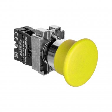 Фотография товара 'CHINT 573975 Кнопка управления "Грибок" ?40мм самовозв. NP2-BC52 без подсветки желтая 1НЗ, IP40 (R)'