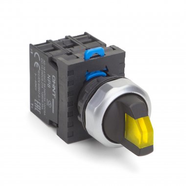 Фотография товара 'CHINT 667687 Переключатель подсвет. NP8-20XD/226, 2 полож. самовозв., желт., AC110-230В(LED),2НО, IP65 (R)'