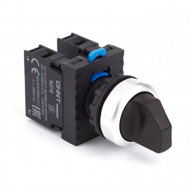 Фотография товара 'CHINT 578965 Переключатель без подсветки NP8-02X/312, 3 положение фиксацией, черный, 2НЗ, IP65 (R)'