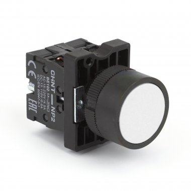 Фотография товара 'CHINT 574372 Кнопка управления NP2-EA15 без подсветки белая 1НО+1НЗ, IP40 (R)'