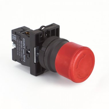 Фотография товара 'CHINT 573897 Кнопка управления "Грибок" ?30мм фиксацией NP2-ES442 без подсветки красная 1НЗ, IP40 (R)'