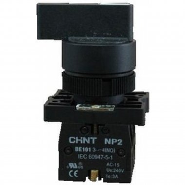 Фотография товара 'CHINT 575540 Переключатель NP2-EJ23, 2 положения фиксацией, 1НЗ, IP40 (R)'