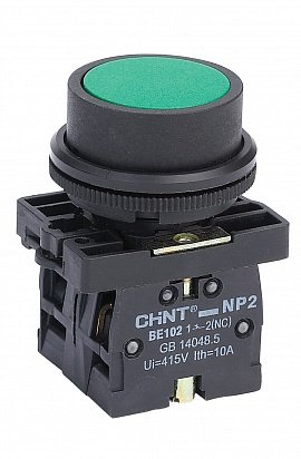 Фотография товара 'CHINT Кнопка управления NP2-BW3365 1НО+1НЗ зеленая AC/DC230В(LED) IP40 (CHINT) 574268'