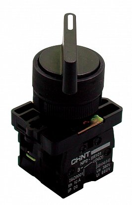 Фотография товара 'CHINT Переключатель NP2-BJ53, 3 положения с возвратом, 2НО IP40 (CHINT) 573770'