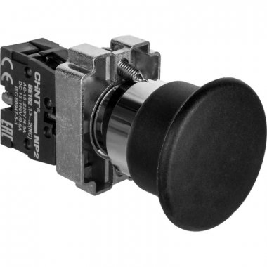 Фотография товара 'CHINT Кнопка управления "Грибок" 40мм2с самовозвратом NP2-EC22 без подсветки черная 1НЗ IP40 (CHINT) 573844'