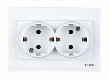 Фотография товара 'CHINT 2-местная розетка с заземляющим контактом 16А 250В модульная NEW3 (CHINT) 715396'