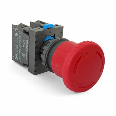 Фотография товара 'CHINT 667216 Кнопка упр. "Грибок" ?40мм NP8-20ZS/14 фикс., красн., 2НО, IP65 (R)'