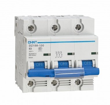 Фотография товара 'CHINT Авт. выкл. DZ158-125H 3P 125A 10kA х-ка (8-12In) (R)(CHINT) 158109'