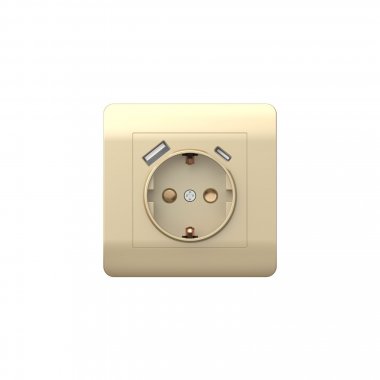 Фотография товара 'CHINT 431453 (NEW3-E) Розетка с/з со шторками, 16А+ USB двойная A+С, 5В/2,1А'