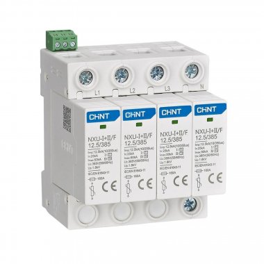 Фотография товара 'CHINT 308617 Ограничитель имп. перенапр. NXU-?+?/F 4P In=25kA Uc=275В Im=50kA (R)'
