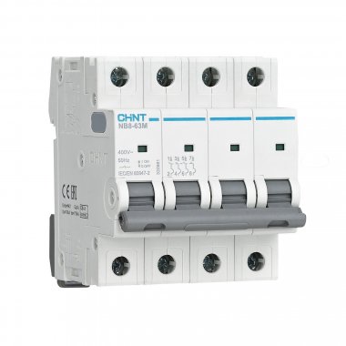 Фотография товара 'CHINT 320851 Авт. выкл. NB8-63M 4P 3А 10кА х-ка L без тепл. расцеп. (R)'