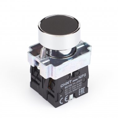 Фотография товара 'CHINT 573962 Кнопка управления NP2-BA25 без подсветки черная, 1НО+1НЗ, IP40 (R)'