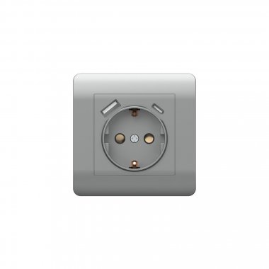 Фотография товара 'CHINT 431454 (NEW3-E) Розетка с/з со шторками, 16А+ USB двойная A+С, 5В/2,1А'