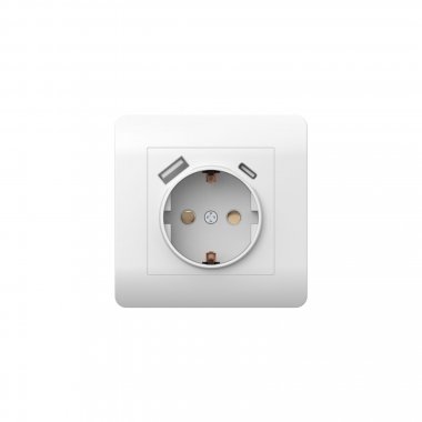 Фотография товара 'CHINT 431552 (NEW3-E) Розетка с/з со шторками, 16А+ USB двойная A+С, 5В/2,1А'