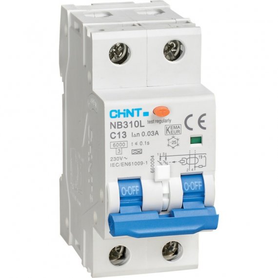 Фотография товара 'CHINT Диф. авт. выкл. NB310L 2P 25A 30mA, тип A, х-ка C, 6kA (R)(CHINT) 660006'