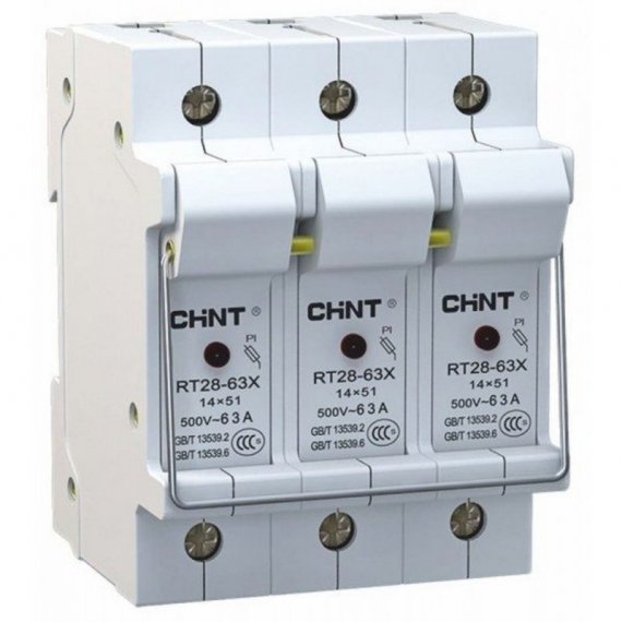 Фотография товара 'CHINT 520355 Держатель плавких вставок с индикацией RT28-63X 14х51 3П'
