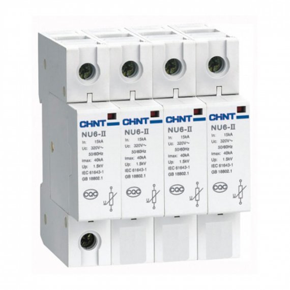 Фотография товара 'CHINT 213596 Ограничитель имп. перенапр. NU6-II 4Р In=25kA Uc=460B Im=60kA'