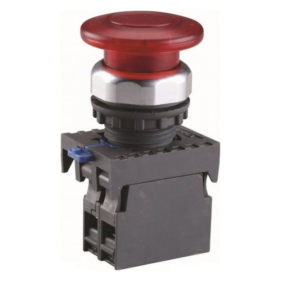 Фотография товара 'CHINT 667281 Кнопка управления "Грибок" ?40мм (2) с самовозвратом NP8-01MD/1 1НЗ красная AC110В-220В(LED) IP65 (R'