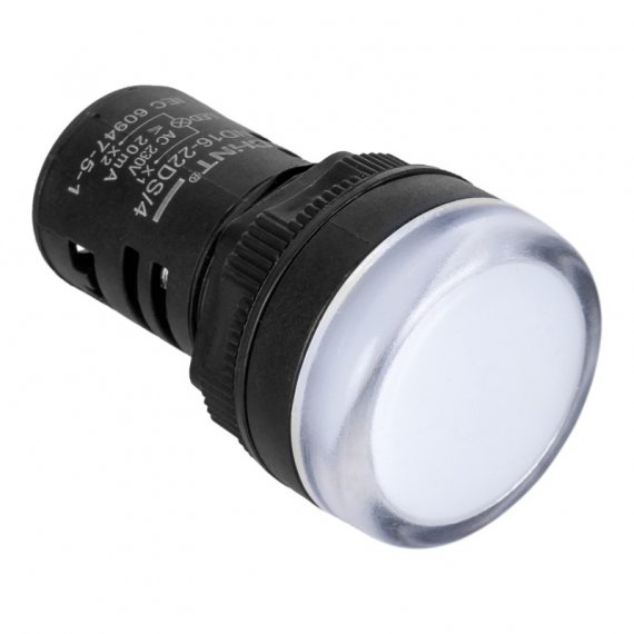 Фотография товара 'CHINT 828112 Индикатор ND16-22DS/2C белый, компактный, встр. резистор, IP65 АС/DC24В (R)'