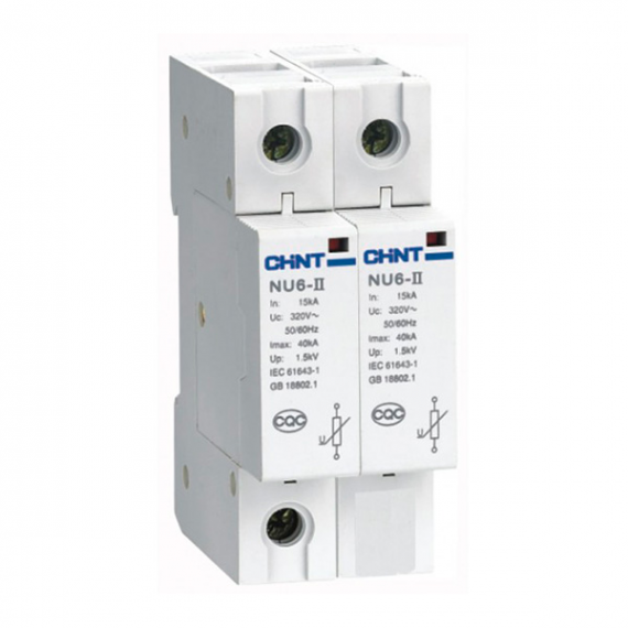 Фотография товара 'CHINT 252530 Ограничитель имп. перенапр. NU6-IIG 2Р In=25kA Uc=440B Im=65kA (R)'