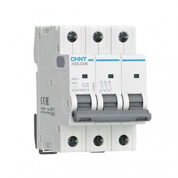 Фотография товара 'CHINT 320832 Авт. выкл. NB8-63M 3P 32А 10кА х-ка L без тепл. расцеп. (R)'