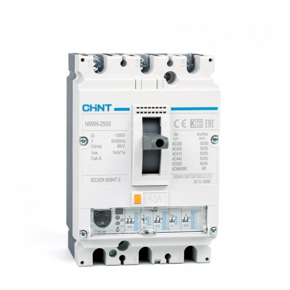 Фотография товара 'CHINT 271322 Авт. выкл. NM8N-250C EN 3P 63А 36кА с электр. расцепителем (R)'