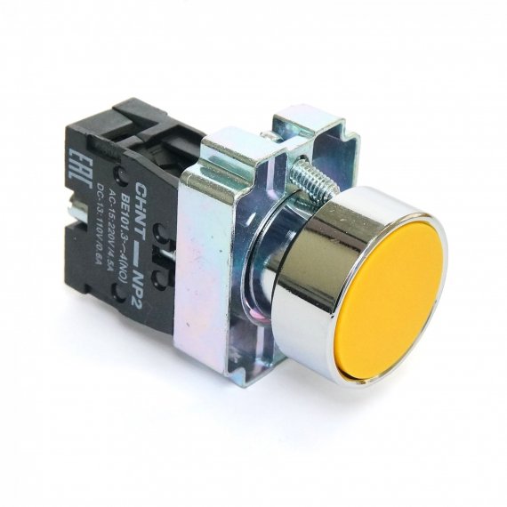 Фотография товара 'CHINT 573959 Кнопка управления NP2-BA51 без подсветки желтая, 1НО, IP40 (R)'