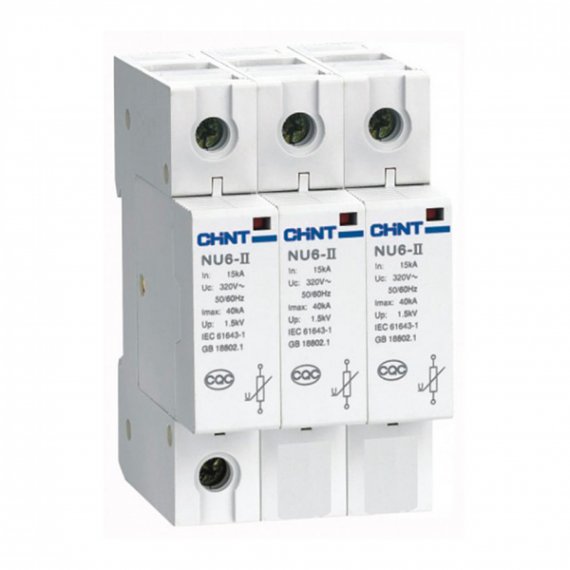 Фотография товара 'CHINT 213571 Ограничитель имп. перенапр. NU6-II 3Р In=40kA Uc=460B Im=100kA'