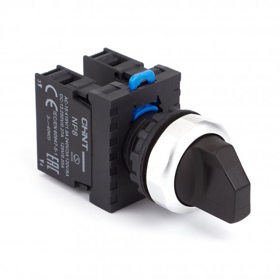 Фотография товара 'CHINT 578937 Переключатель без подсветки NP8-20X/212, 2 положения фиксацией, черный, 2НО, IP65 (R)'
