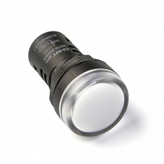 Фотография товара 'CHINT 828139 Индикатор ND16-22DS/4C белый, компактный, встр. конденсатор, IP65 АС110В (R)'