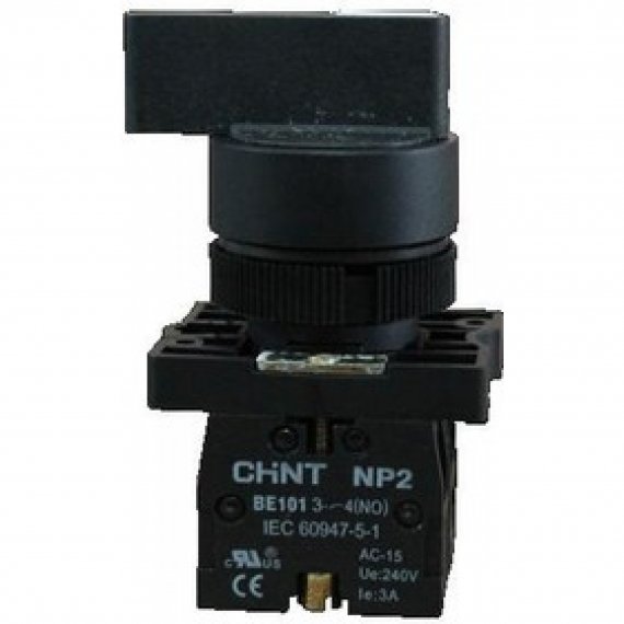 Фотография товара 'CHINT 574112 Переключатель NP2-EJ25, 2 положения фиксацией, 1НО+1НЗ, IP40 (R)'