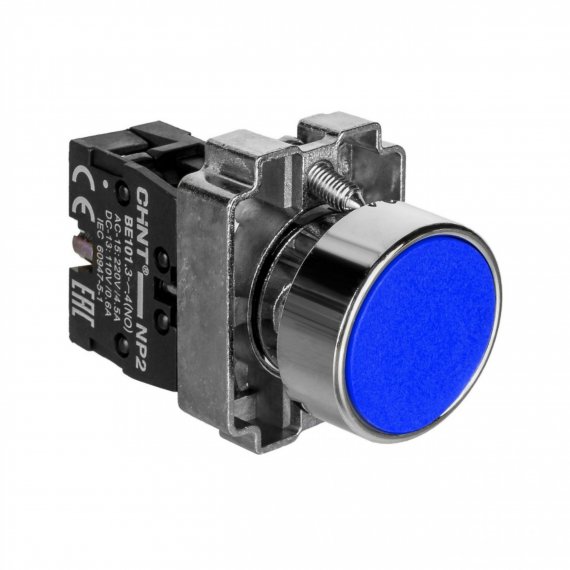 Фотография товара 'CHINT 573892 Кнопка управления NP2-BA61 без подсветки синяя, 1НО, IP40 (R)'