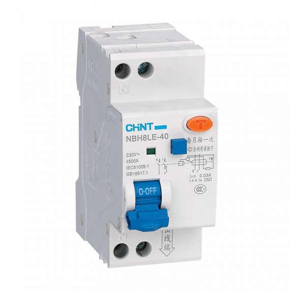Фотография товара 'CHINT 206059 Диф. автомат NBH8LE-40 1P+N 4A 30mA х-ка С 4,5кА (R)'