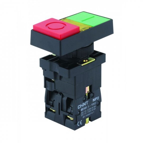 Фотография товара 'CHINT Двойная кнопка NP2-EW8465 1НО+1НЗ AC/DC 220/230В(LED) IP40 (CHINT) 574745'